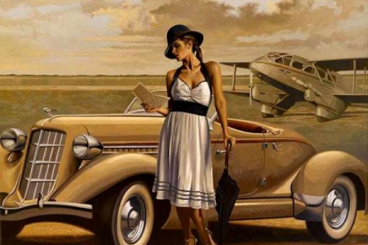 Woman and airplane